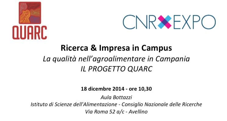 La qualità nell’agroalimentare in Campania IL PROGETTO QUARC